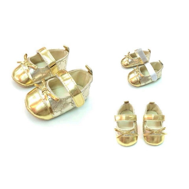 gold gucci baby shoes