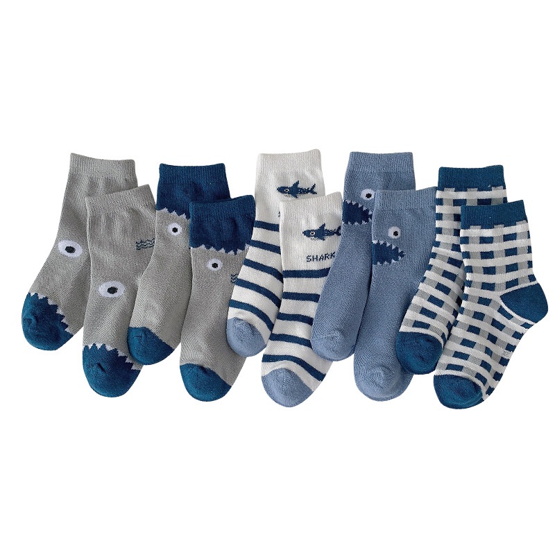 Ready Stock 5 Pairs1-12Y Cotton Baby Sock Absorb Sweat Boutique Excellent Kid Sock Girls Cute Cartoon Mid Tube Socks for Children Boy