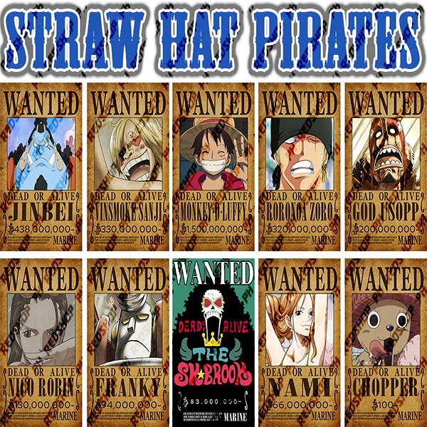 Per Set Wanted Poster One Piece Size 8 3 X 11 7 Inch Shopee Philippines