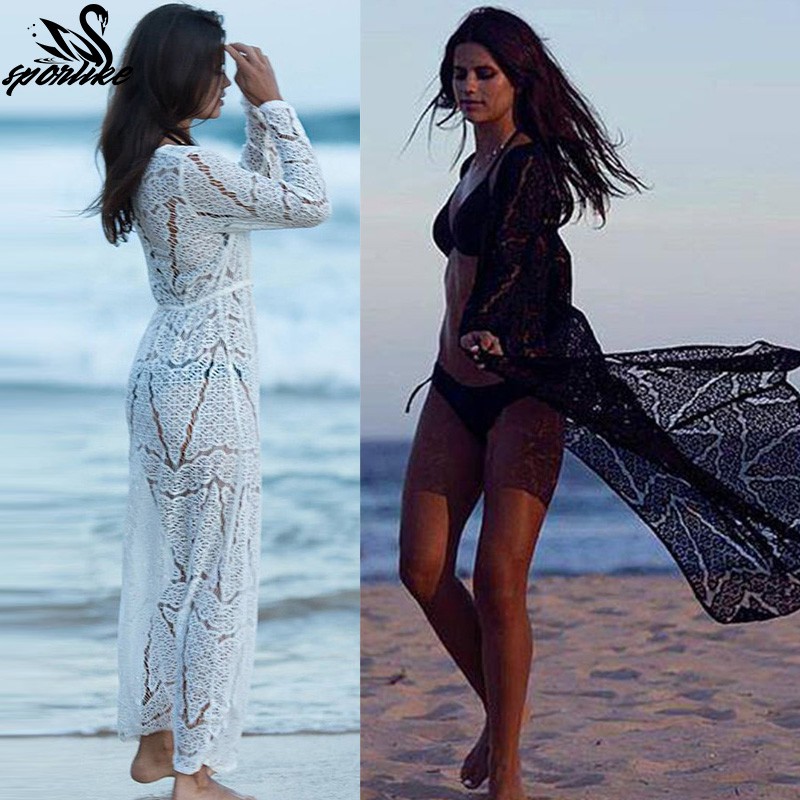 Long Crochet Beach Cover Up Robe De Plage Swimsuit Cover Up Saida De Praia Longa Women Bathing Suit Cover Up Tunics For Beach Shopee Philippines