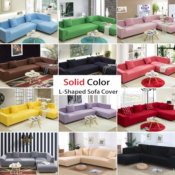 L Shaped Sofa Universal Elastic Fabric Solid Color Sofa Cover