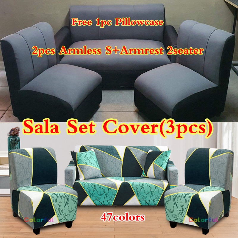 3pcs 45colors)Sala Set Cover 2pcs Armless Single and 1pc Regular