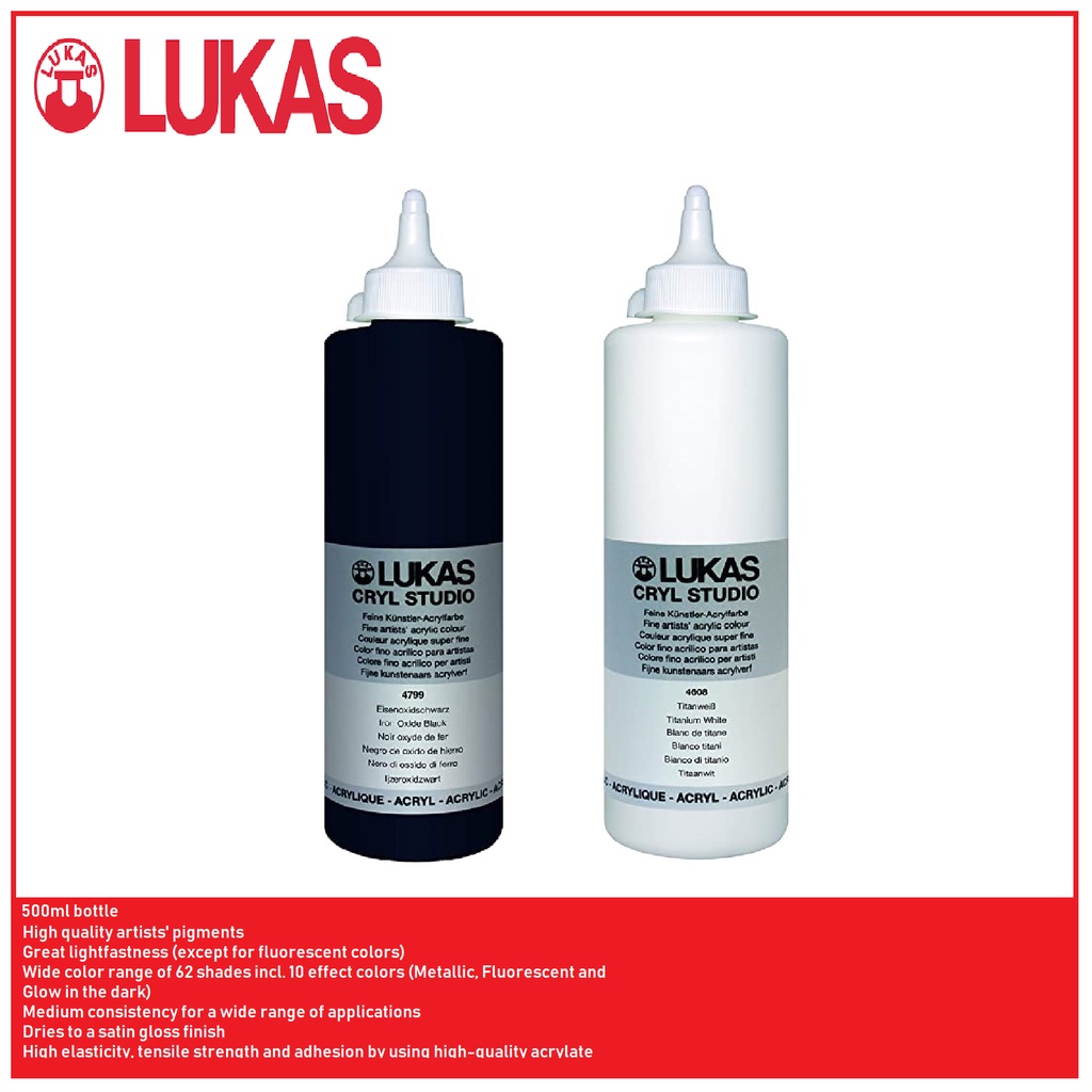 LUKAS Cryl Studio Fine Artist's Acrylic Paints 500ml - German Quality |  Shopee Philippines