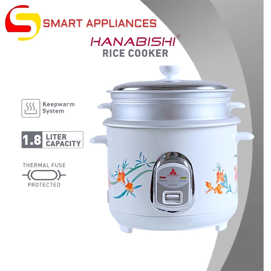 Hanabishi Rice Cooker with Steamer cooker 1.8 Liters HHRC18FS Shopee
