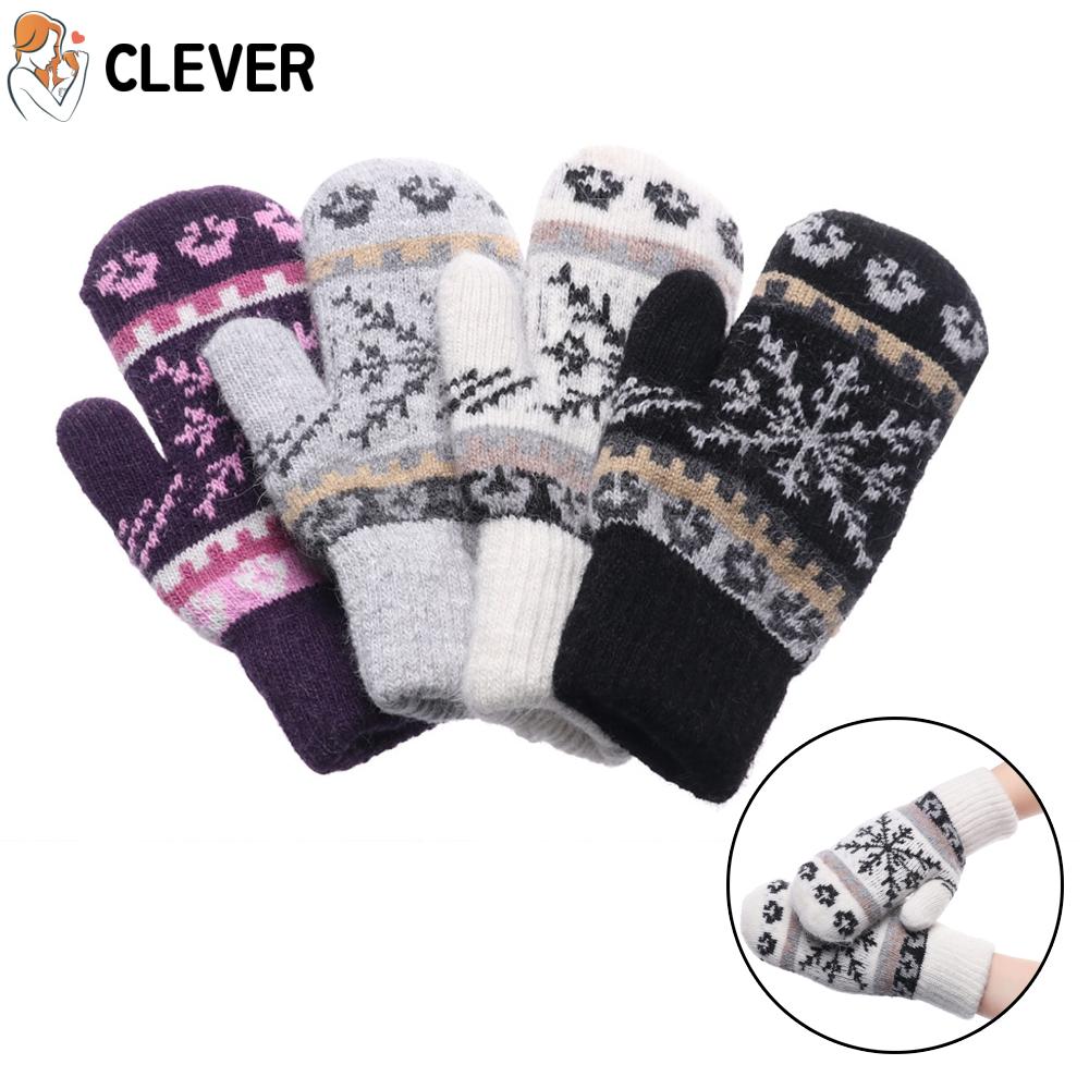Thick Warm Soft Mittens Imitation Cashmere Knitted Gloves Snowflake Pattern