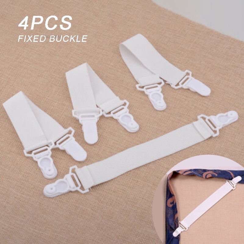 4PCS Elastic Bed Sheet Clips Holders Straps Suspenders Mattress Non-slip Gripper 