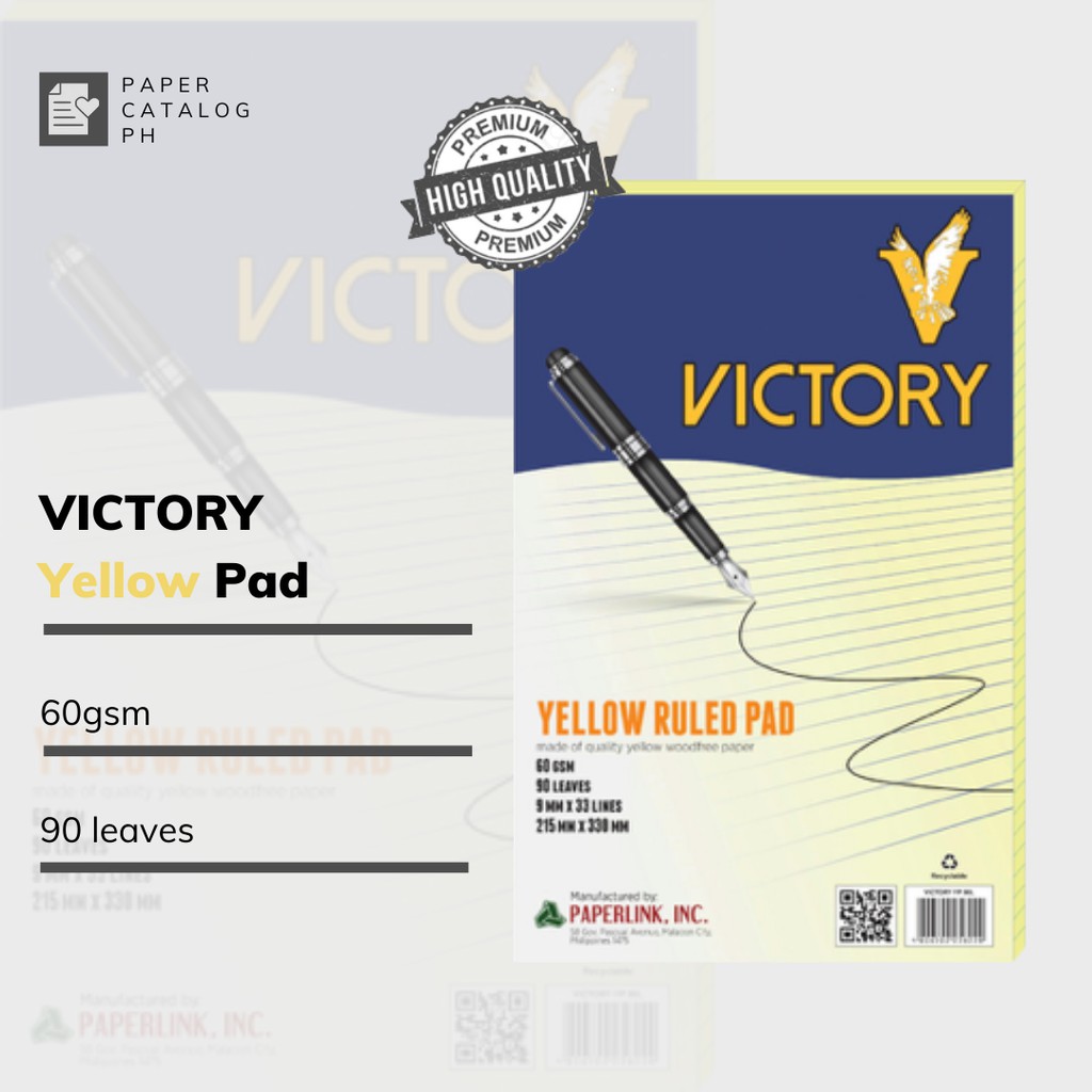 victory-yellow-pad-paper-64gsm-90-leaves-shopee-philippines