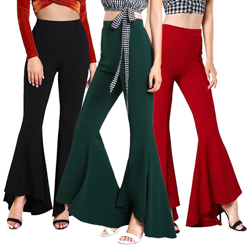 plus size bell bottom stretch pants