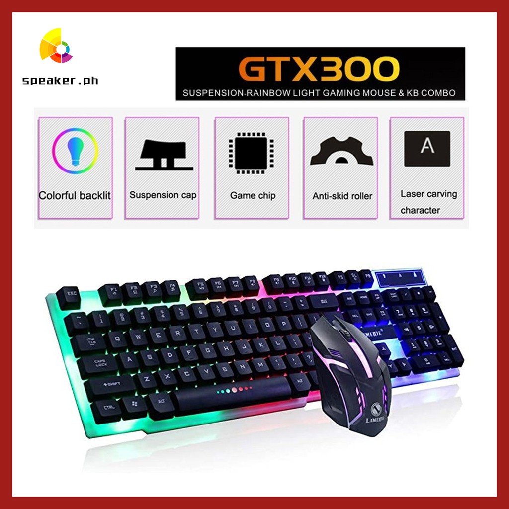 Colorful LED USB Wired Computer Laptop Gaming Keyboard And Mouse