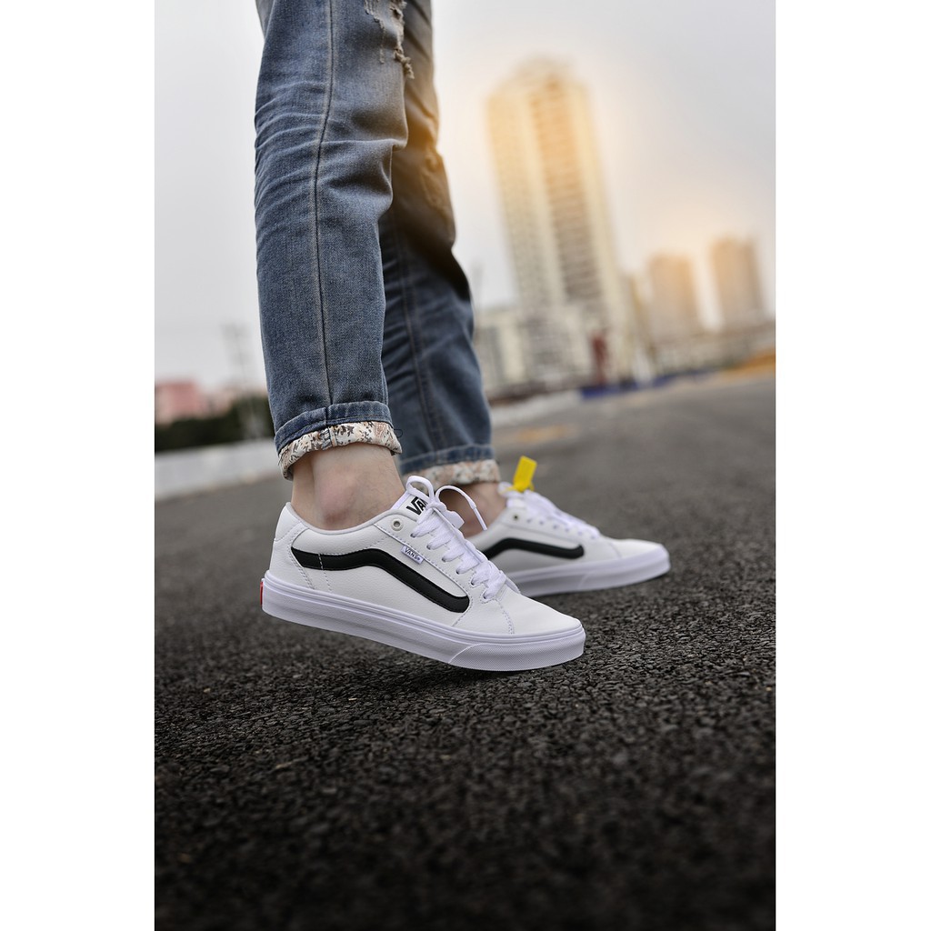 mens white leather vans old skool