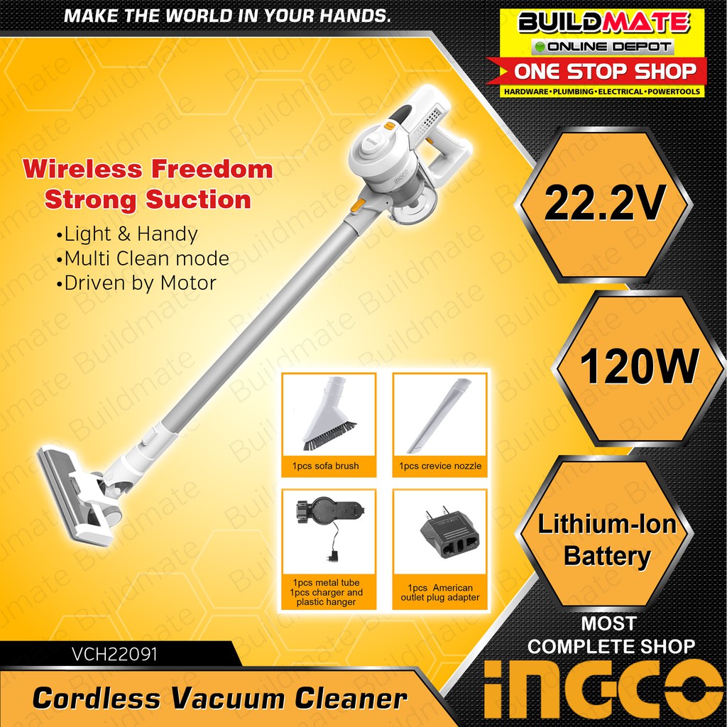 Ingco cordless stick vacuum cleaner 22.2v vch22091 •buildmate• ipt BeeCost