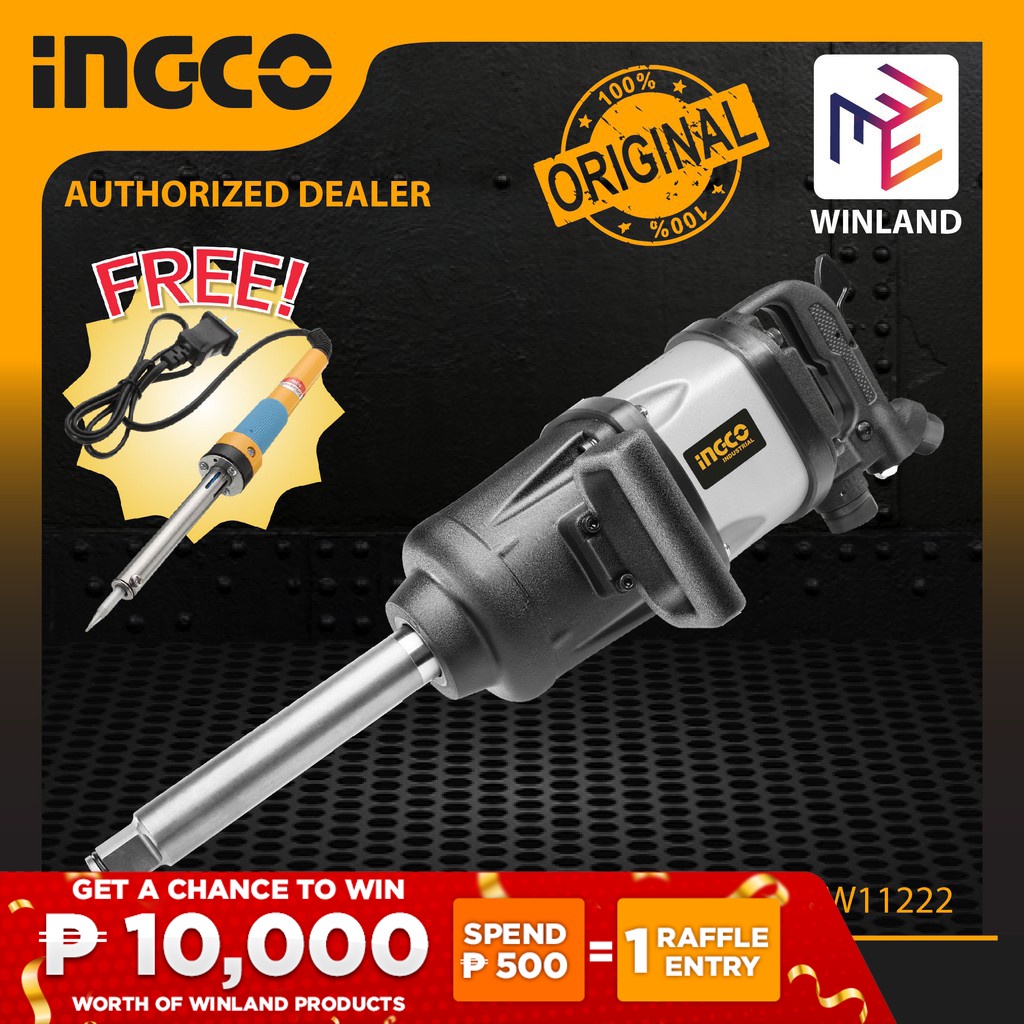 INGCO Original Air Impact Wrench 1" Square Drive with Free Soldering