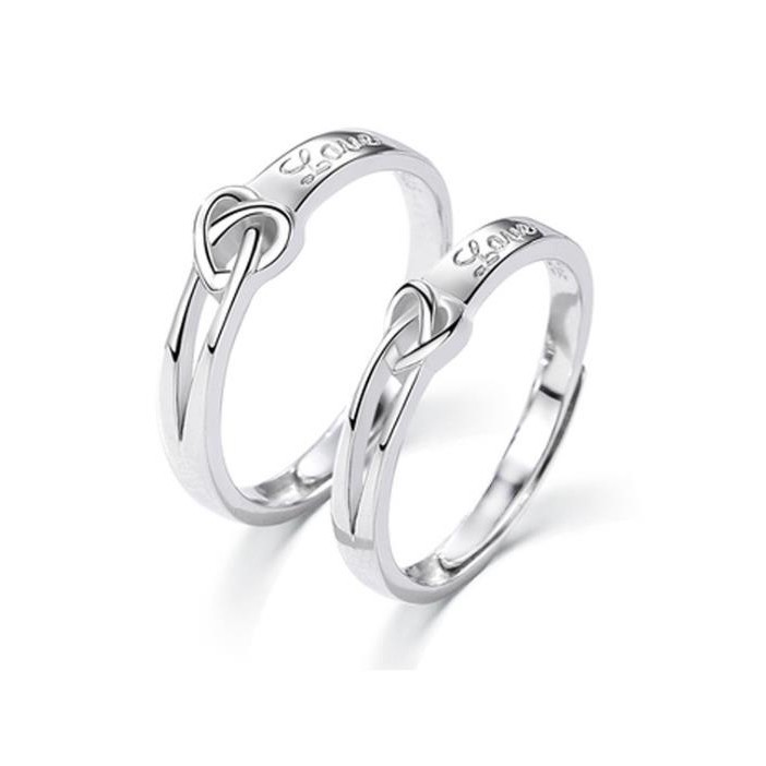 Adjustable Style Knot Heart Bamboo Promise Ring Set for Lovers Huir Fashion Couple Rings for Him and Her