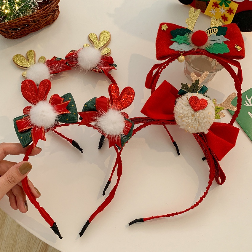 Christmas Antlers Bow Headwear Headband Female Exquisite Hair Accessories  Hairpin Holiday 2021 | Shopee Philippines