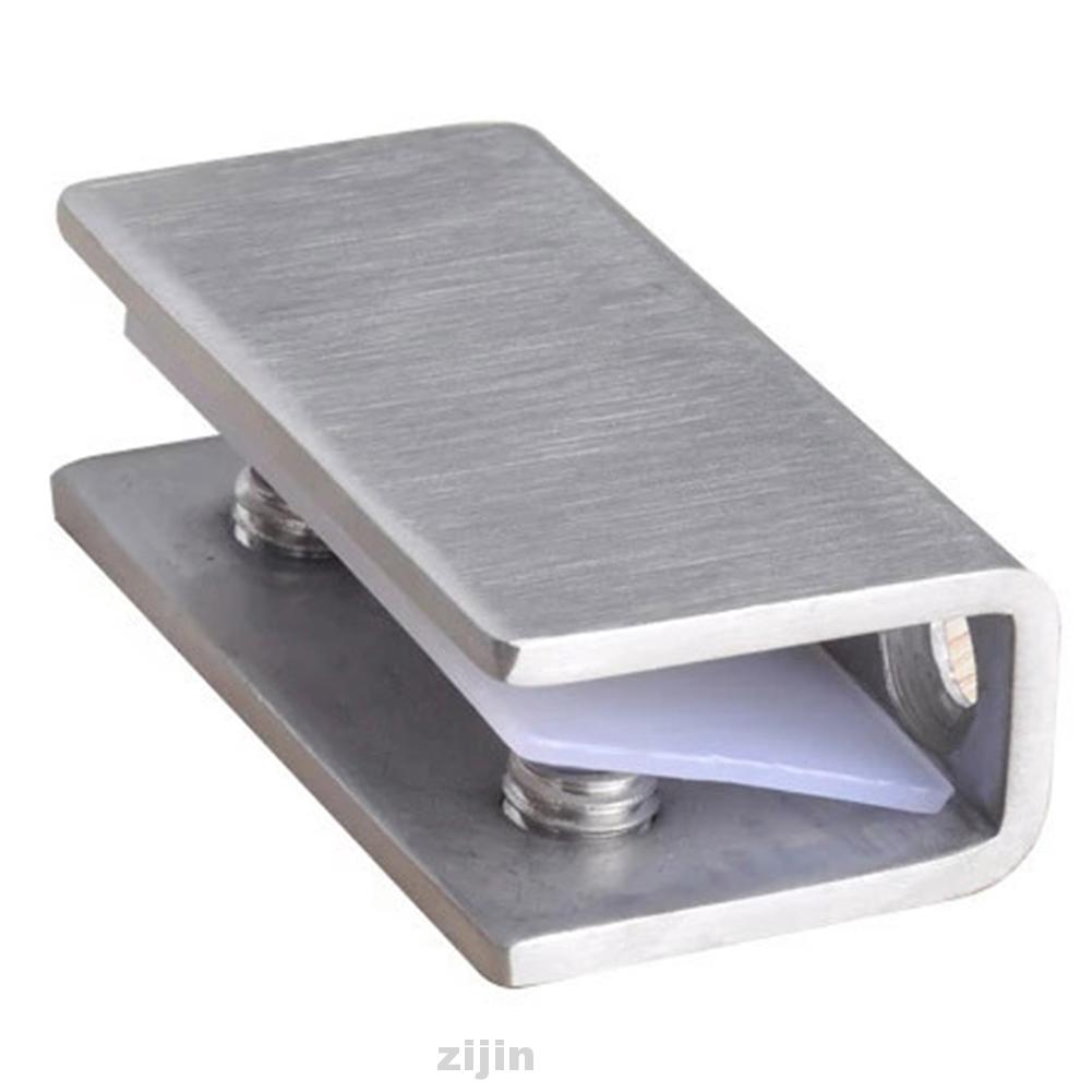 2pcs Door Stainless Steel Glass Clamp Cabinet Bathroom Shelf Clip