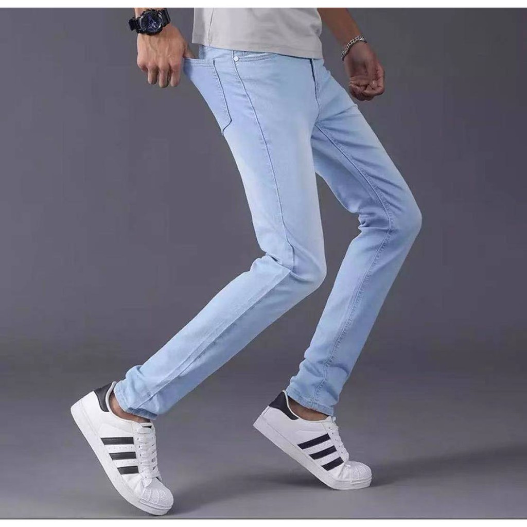 Light Blue Mens Fashion Skinny Jeans For Mens | Shopee Philippines
