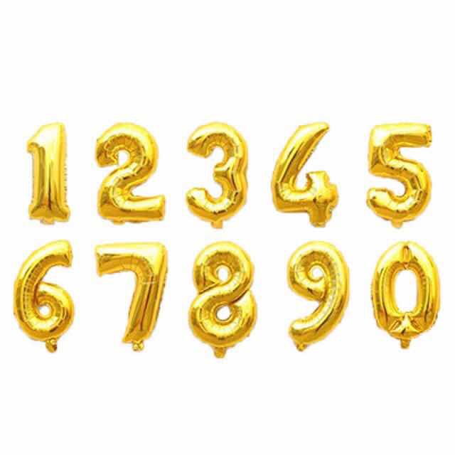 16” Inch Number Foil Balloons for Decoration Metallic Gold (0 to 9) Complete - Wilsonpartyneeds