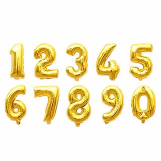 16” Inch Number Foil Balloons for Decoration Metallic Gold (0 to 9) Complete - Wilsonpartyneeds #1