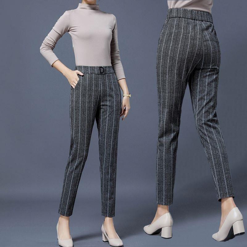 black striped trousers women's