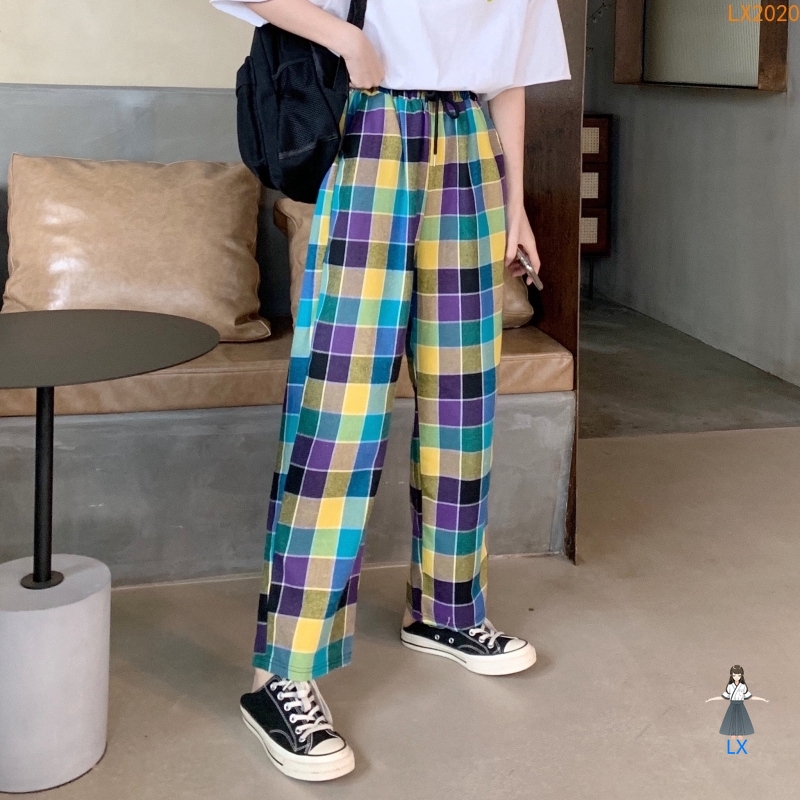 New Wide Leg Plaid Pants For Women In 