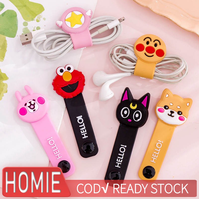 Cute Pvc Headphone Winder Dark Button Creative Silicone Cartoon Hub Shopee Philippines