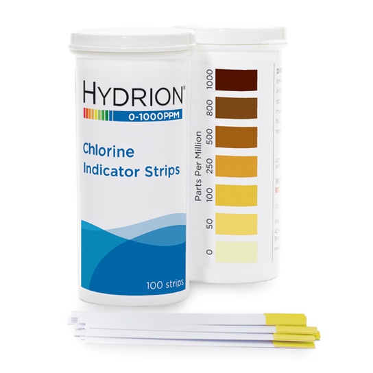Hydrion Chlorine Test Strips for Sanitizing Disinfecting Solutions