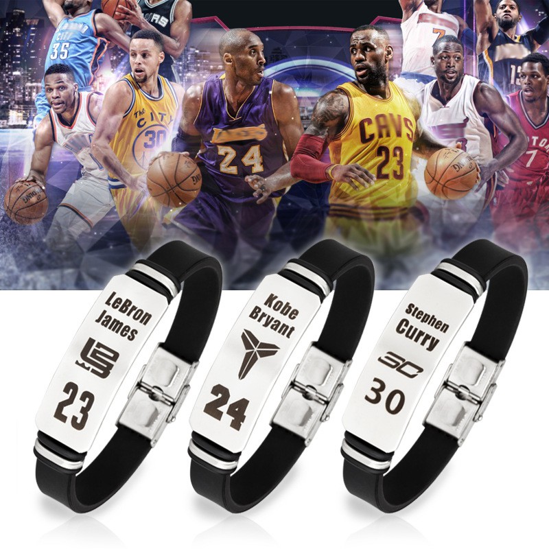 NBA silicone adjustable bracelets basketball wristband with stainless