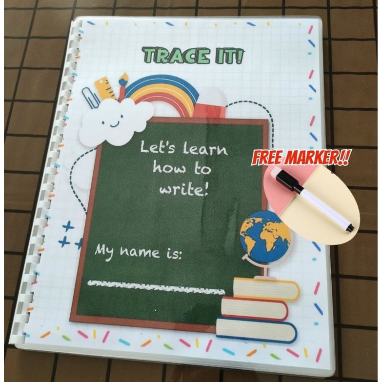 FREE MARKER!! Personalized Laminated(Erasable) Tracing Book Shopee