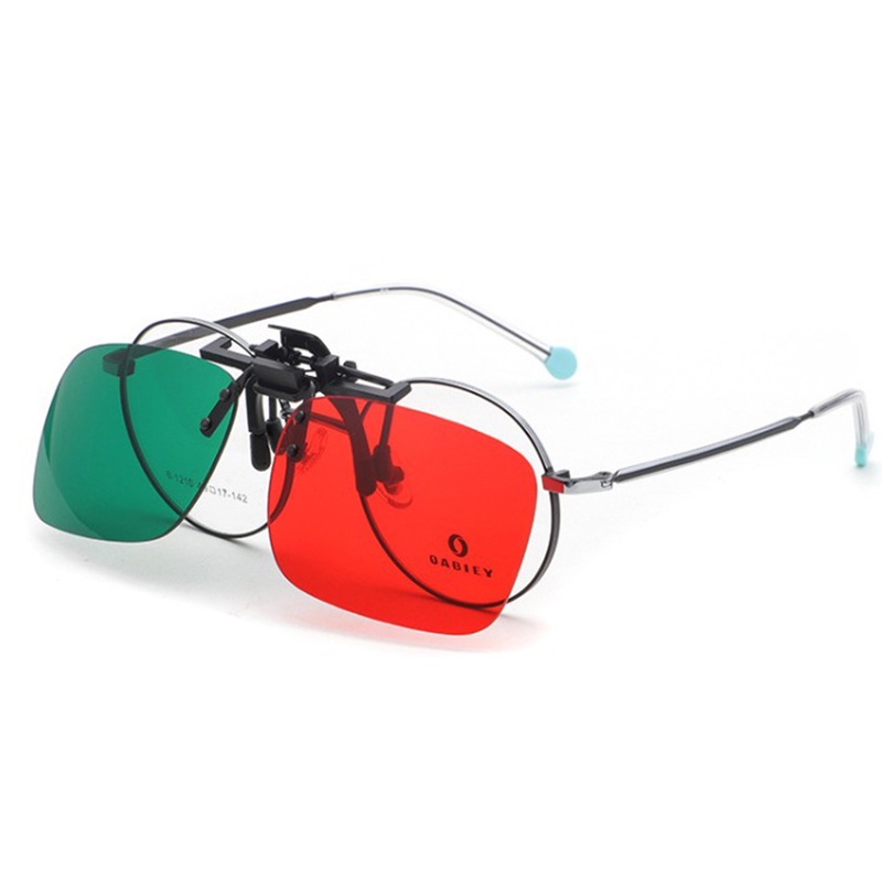 Graceful 1X Kids Foldable Clip Amblyopia Corrective Glasses Red Green