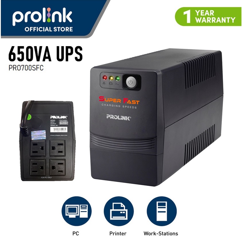 PROLiNK PRO700SFC 650VA UPS Super Fast Charging Line Interactive