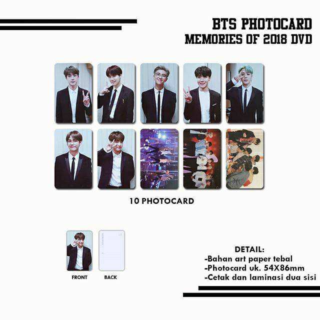 10 Pcs BTS Memories of 2018 DVD Version Photocards Art Paper 54x86mm for  Fans | Shopee Philippines