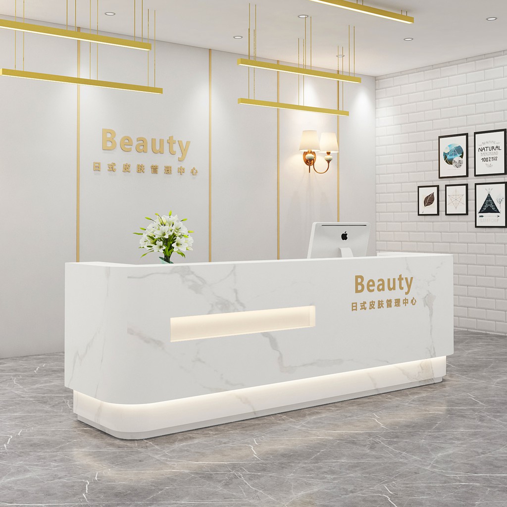 Modern Minimalist Reception Desk Beauty Salon Office Counter Design ...