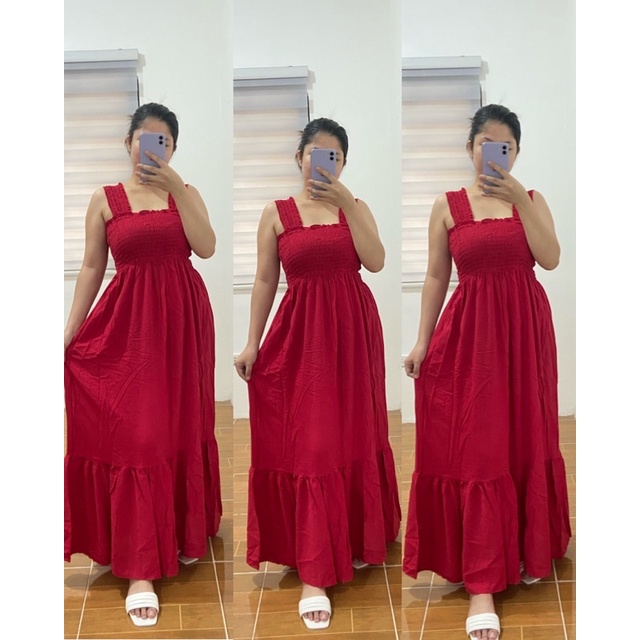 Tropical-Sunshine Smocked Maxi Dress