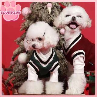 Dog Cat Sweater Style V-neck Striped Vest Pet Warm Clothes S-L