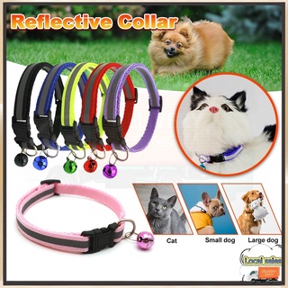 Pet Reflective Collar Dog Collar Puppy Collar Adjustable Cat Collar Safety Buckle Bell Neck Strap