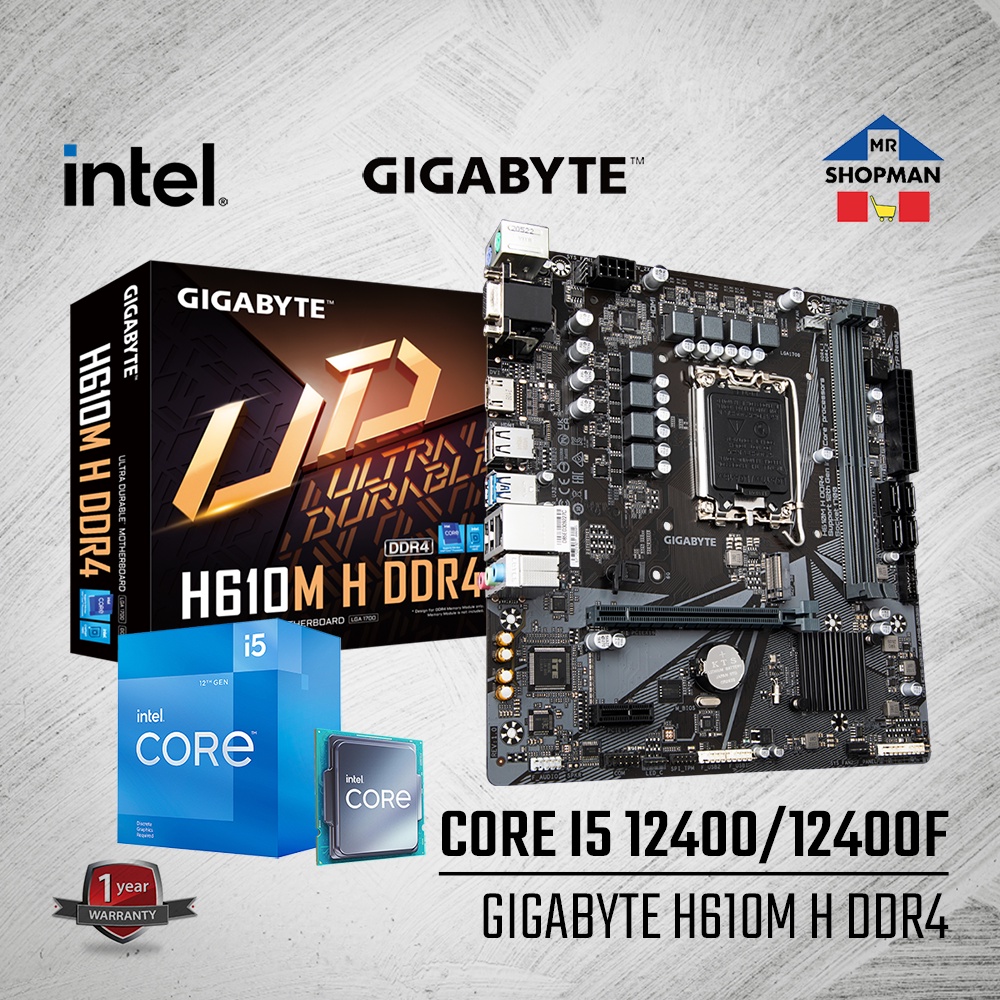 Intel Core i5 12400 / 12400F Processor w/ Gigabyte H610M H DDR4 ...