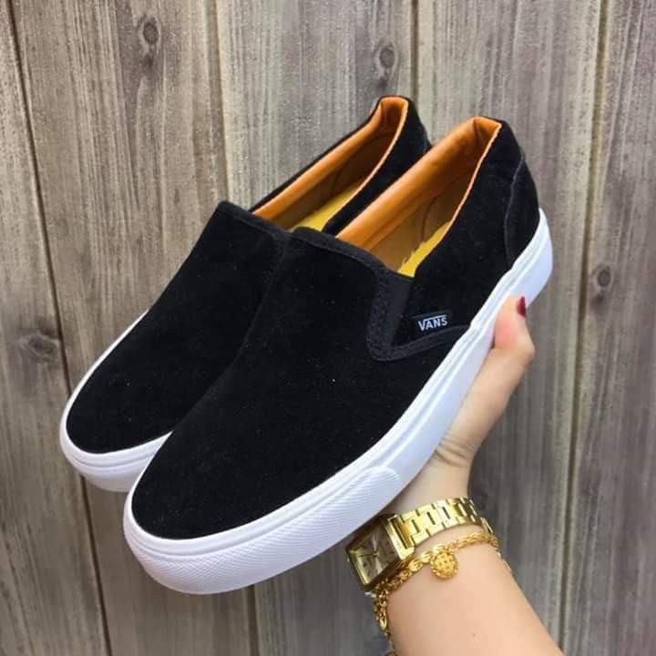 Vans shoes slip on low cut loafers unisex gamosa black white | Shopee ...