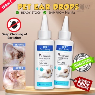 120 ml Cat Dog Mites Odor Removal Ear Drops Infection Solution Treatment Cleaner