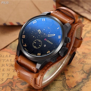 【Lowest price】▽CURREN Men Military Large Dial Casual Leather  Male Wristwatch W0136 #7