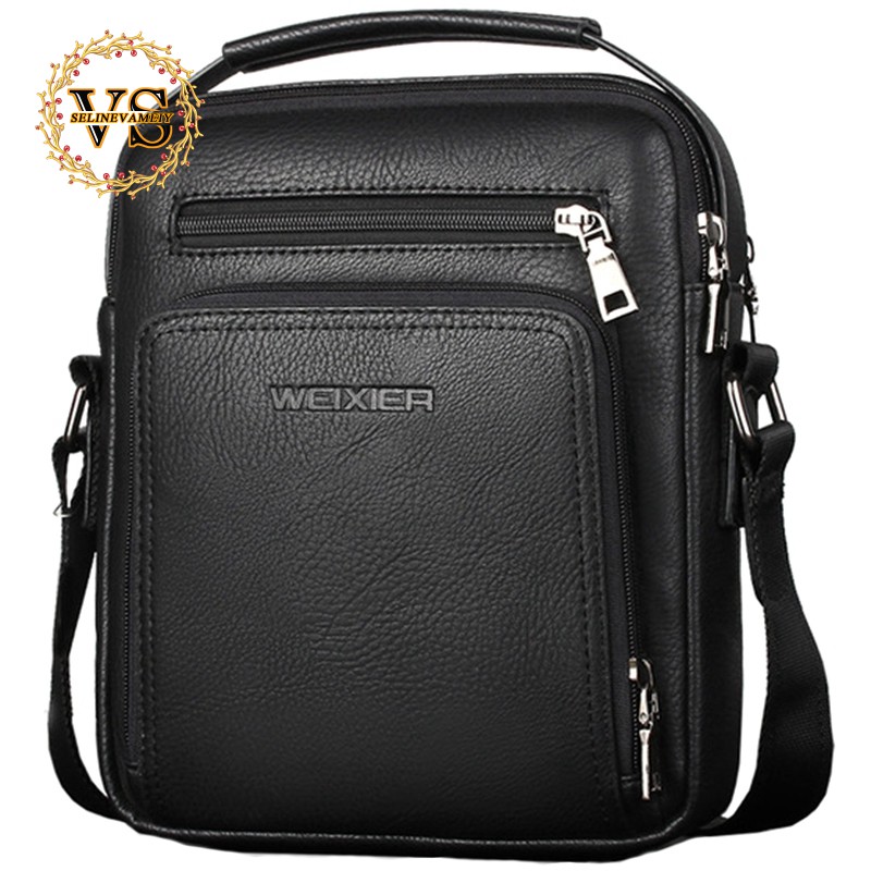 leather messenger bag black