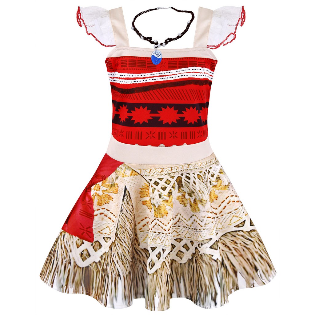 Little Girl Moana Costume Princess Strapless Sleeveless Dress Print Hollow Christmas Dress Party Shopee Philippines