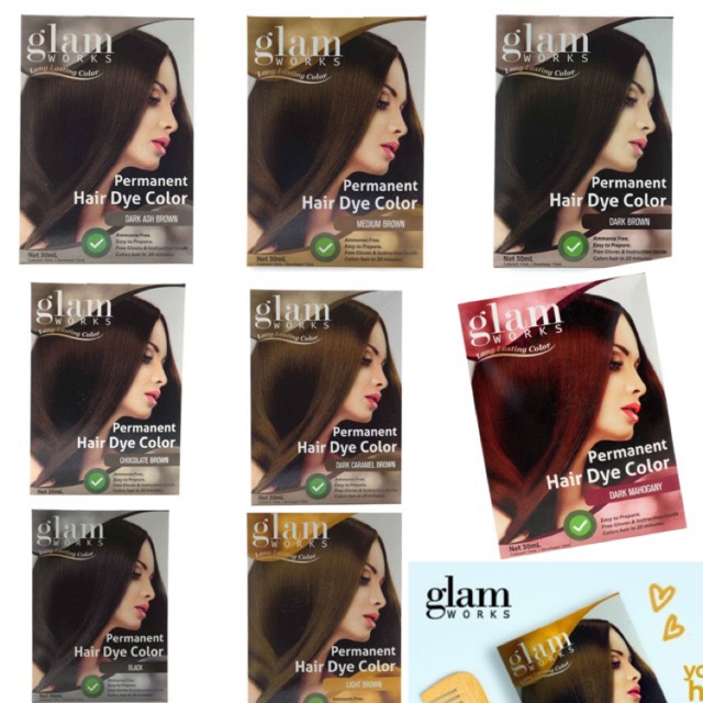 Glam Works Permanent Hair Dye 30ml All Colors Available Shopee Philippines