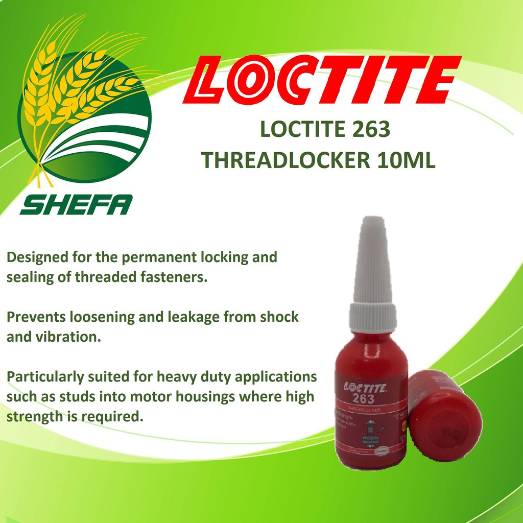 LOCTITE 263 Threadlocker Red 10mL High Strength, 1 Bottle | Shopee ...