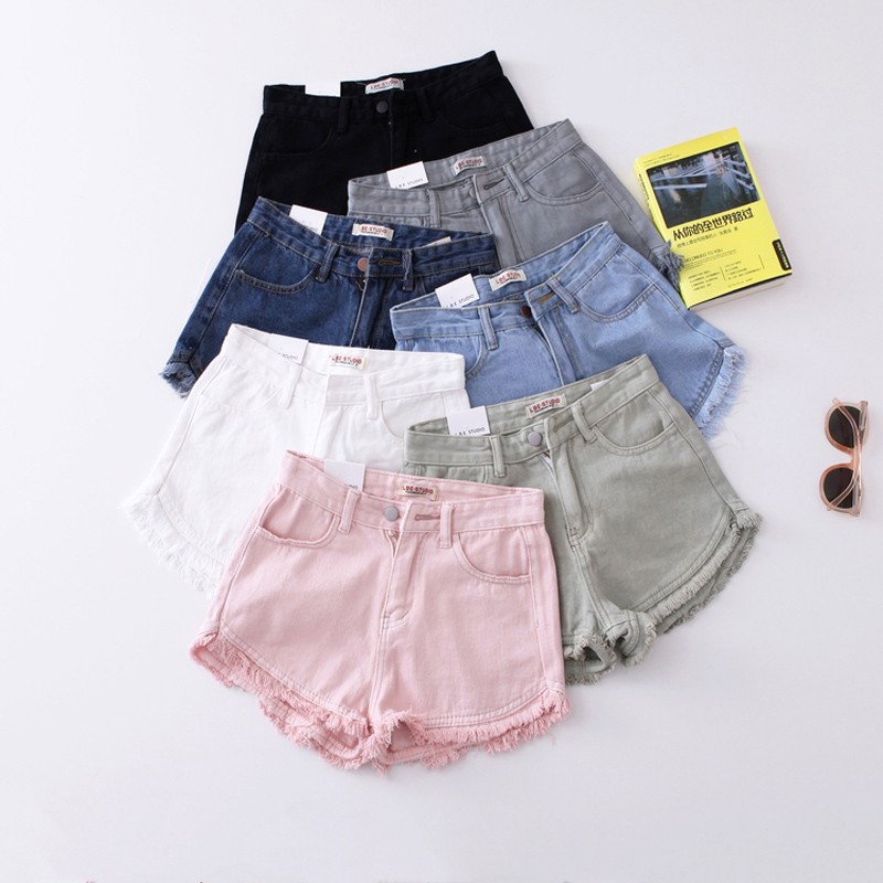 high waisted fringe denim shorts