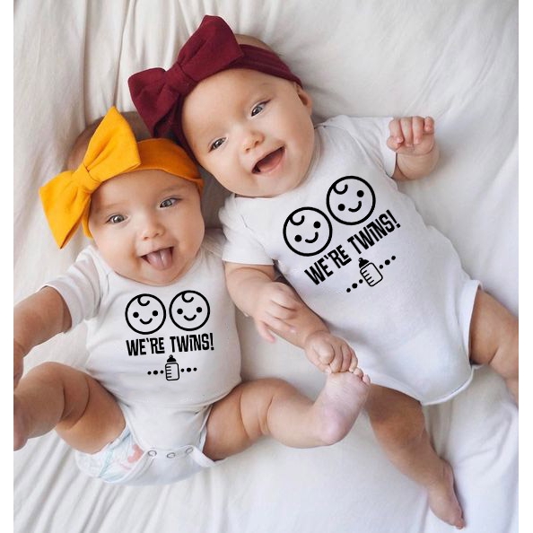 1pc We Are Twins New Infant Baby Boy Girl Twins Rompers Playsuit Newborn Baby Romper Clothes Babe Coverall Onesie Shopee Philippines