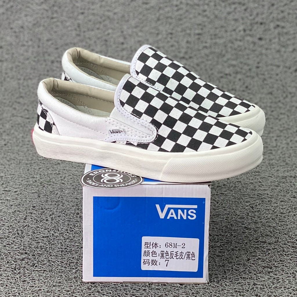 blue and black vans checkered