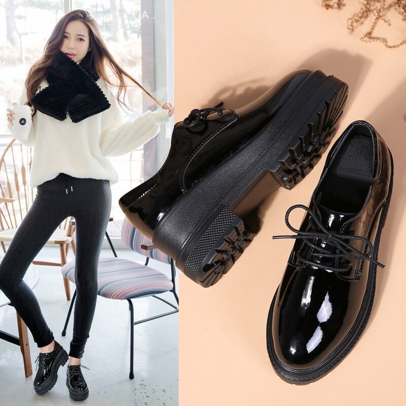 womens black leather platform shoes