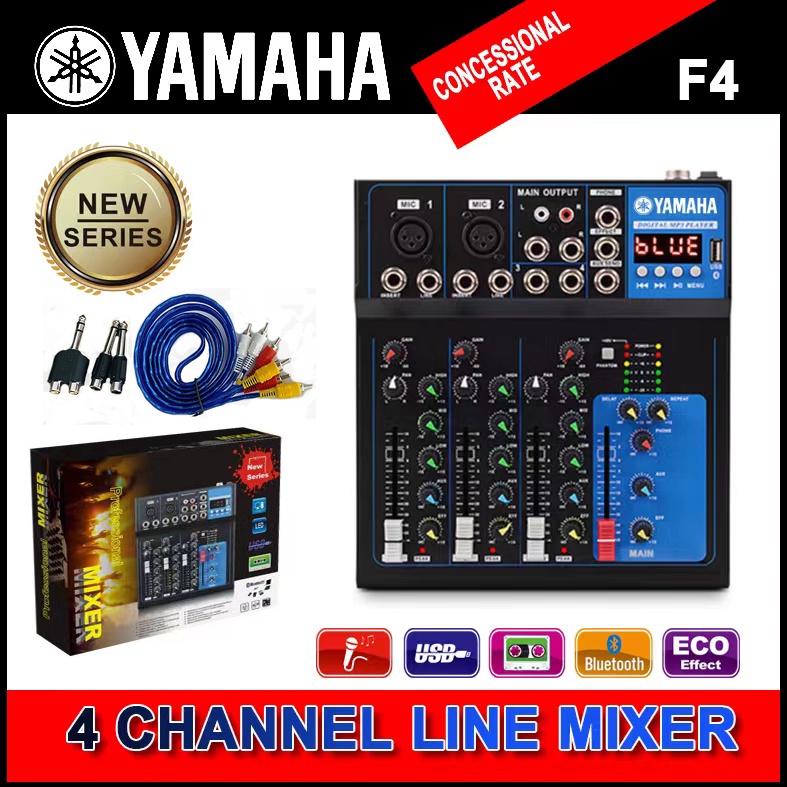 YAMAHA Mixer F4 4channels Bluetooth Echo/Effect USB Mp3 Player | Shopee ...