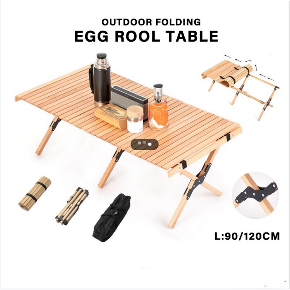 Egg roll table outdoor wooden tables 120cm camping potluck table large