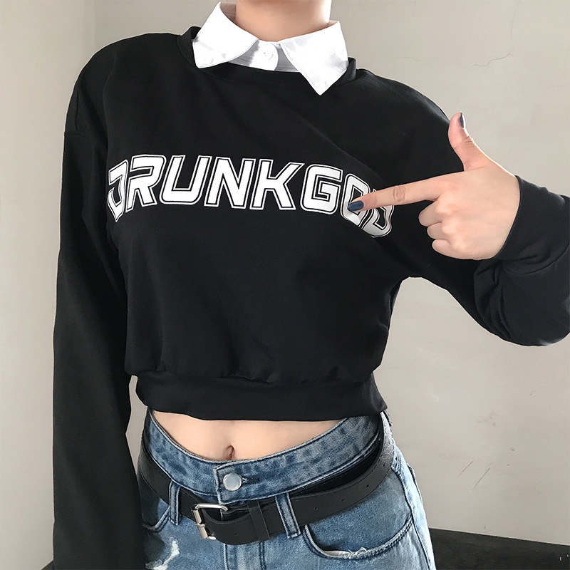 polo crop top long sleeve